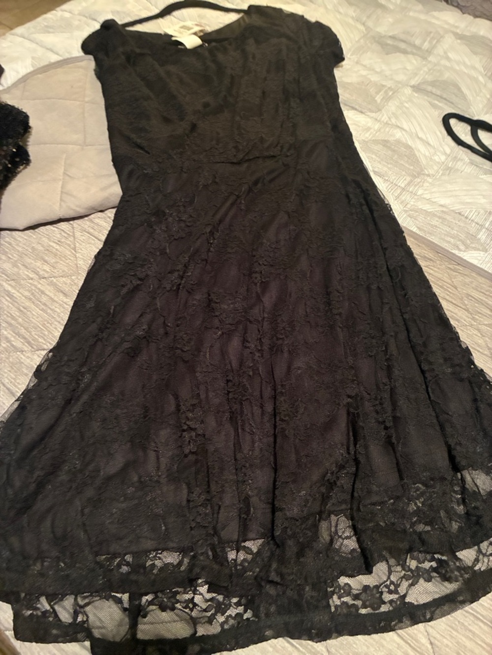 love, Fire Black Lace Fit-and-Flare Dress